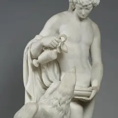 Statua in marmo raffigurante Zeus, trasformato in aquila, che rapisce Ganimede per portarlo sull'Olimpo.