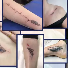 Tatuaggi di piume, simbolo di leggerezza e libertà, con frasi che evocano sogni e percorsi di vita. Il piuma significato psicologico è profondo.