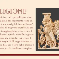 Antica scultura fenicia raffigurante una sfinge alata, simbolo della loro religione politeista. I Fenici credevano in molti dei, tra cui El, Balaat e Baal.