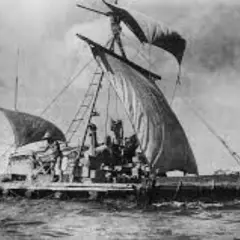 La Kon-Tiki, un'imbarcazione di balsa, solca l'oceano. La sua storia vera è un'avventura di coraggio e scoperta.