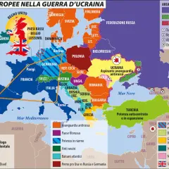 Mappa Europa: la "nuova cortina di ferro" e le faglie geopolitiche. Il revanscismo significato si riflette nelle aree di influenza.