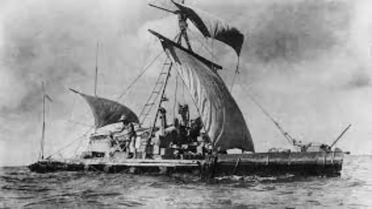 La Kon-Tiki, un'imbarcazione di balsa, solca l'oceano. La sua storia vera è un'avventura di coraggio e scoperta.